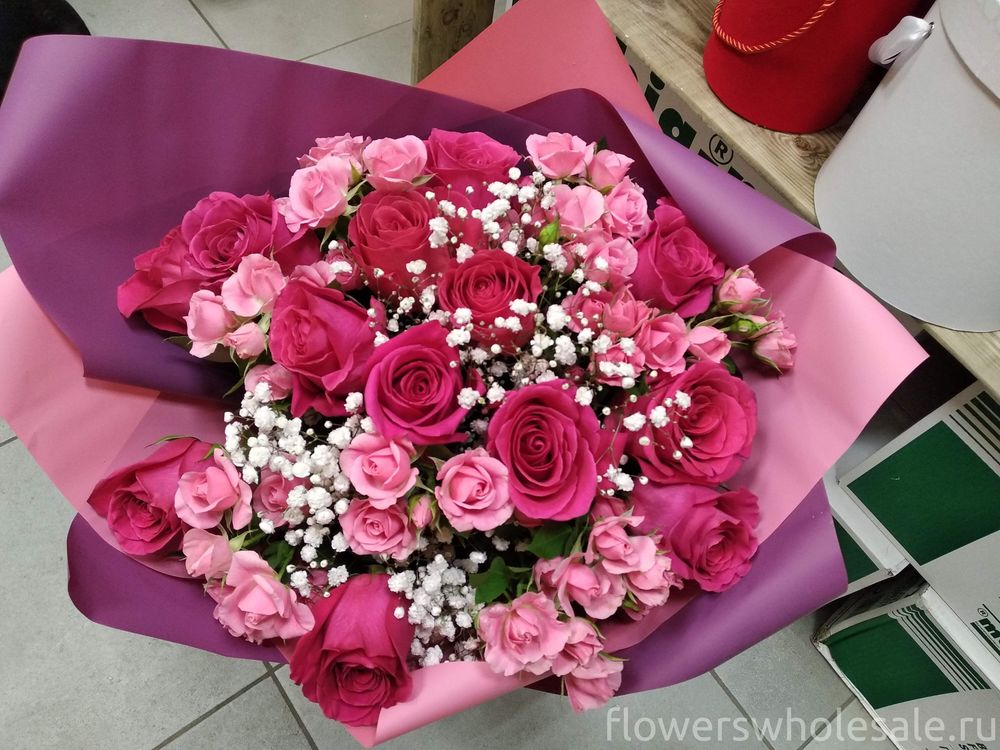 Создаем букет из роз, видео и фото, мастер класс №130-3